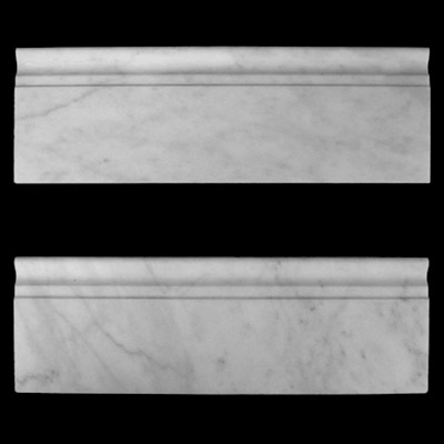 Carrara Marble Italian White Bianco Carrera 5/8" Baseboard Molding Honed