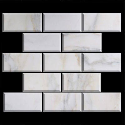 Calacatta Gold Italian Marble 3x6 Subway Tile Beveled Honed