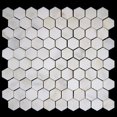 Calacatta Gold Italian Marble 1" Hexagon Mosaic Tile Honed