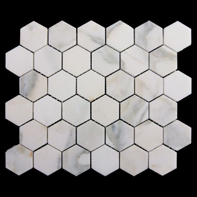 Calacatta Gold Italian Marble 2" Hexagon Mosaic Tile Honed